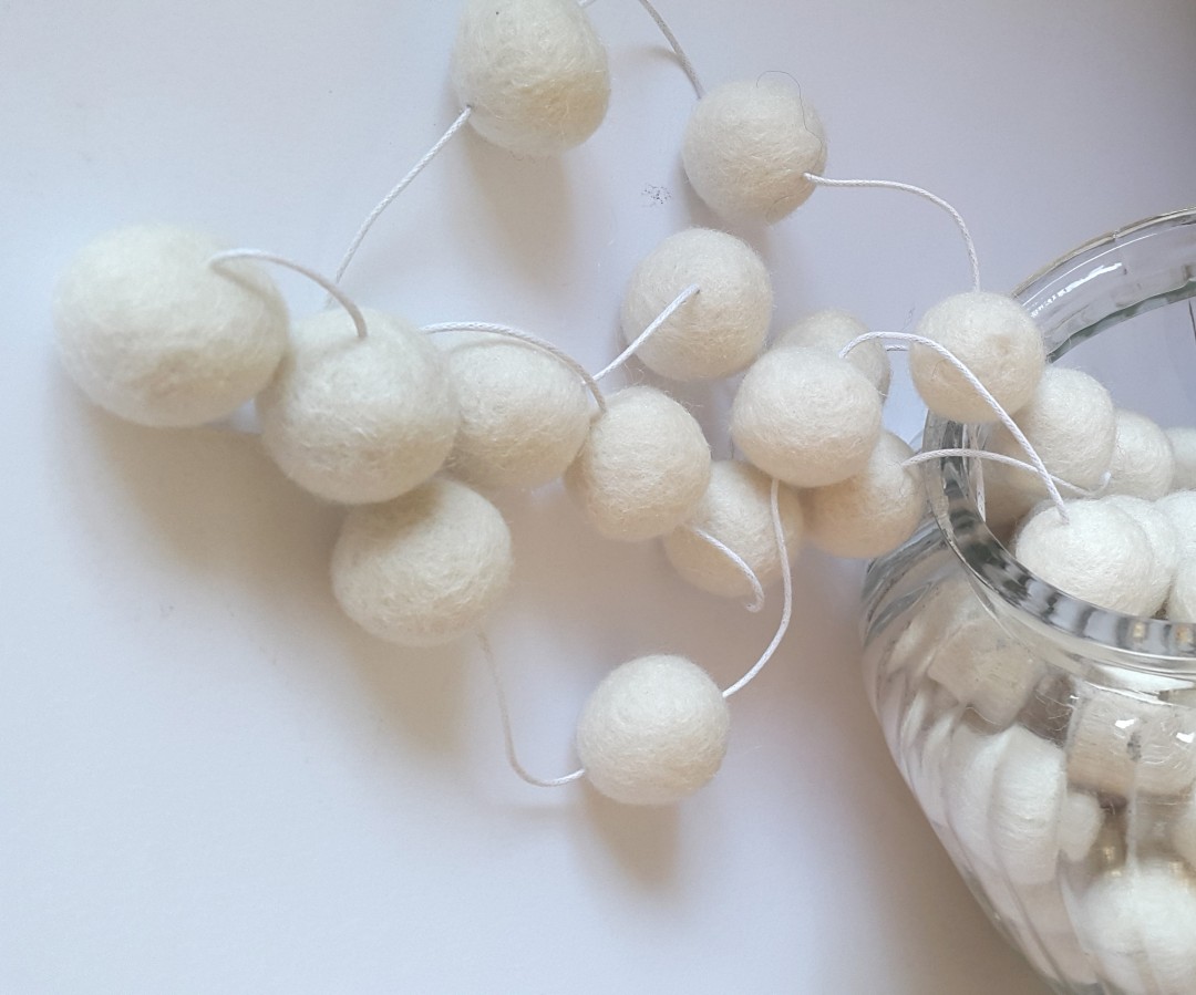 felt ball garland white baby decoration12